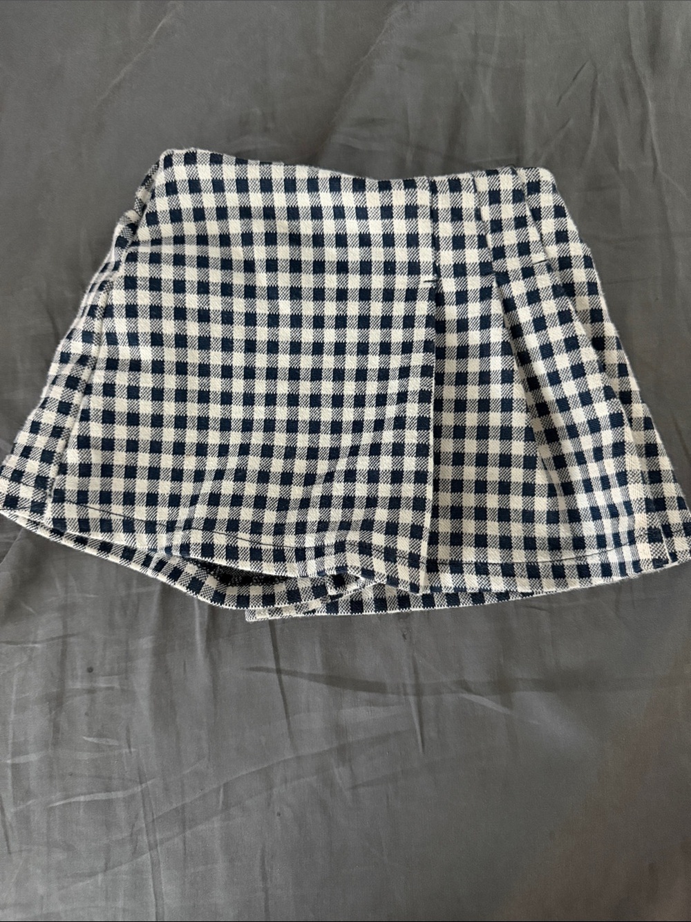 Zara Navy & White Gingham Circle Skirt